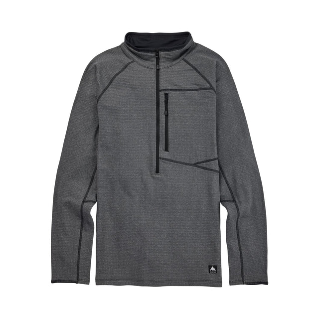 Burton Stockrun Crew Neck grid 1/2 zip True Black fleece